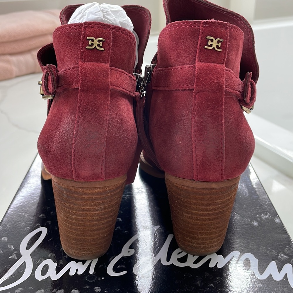 Sam Edelman Spiced Red Suede Bootie - Picture 4 of 9